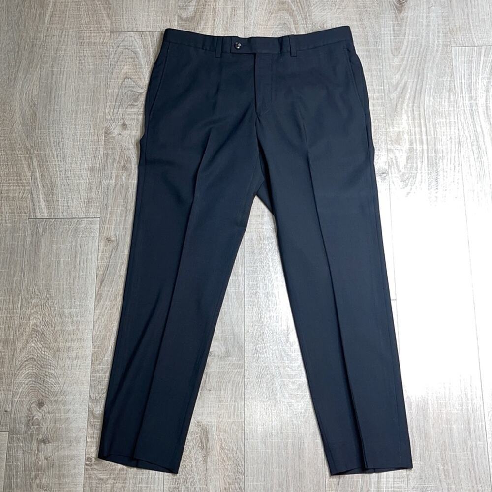 TED BAKER LONDON Black Flat Front Wool Jefferson Pant Trouser Dress Pant 35R - Picture 6 of 9